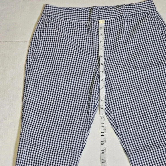 Zara Blue/ White Gingham Straight Leg Pants W Pockets Sz 2 - Picture 8 of 9